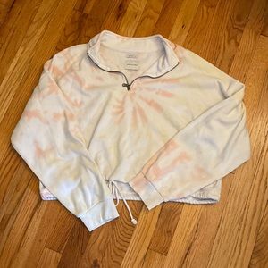 American Eagle tie dye quarter zip crop